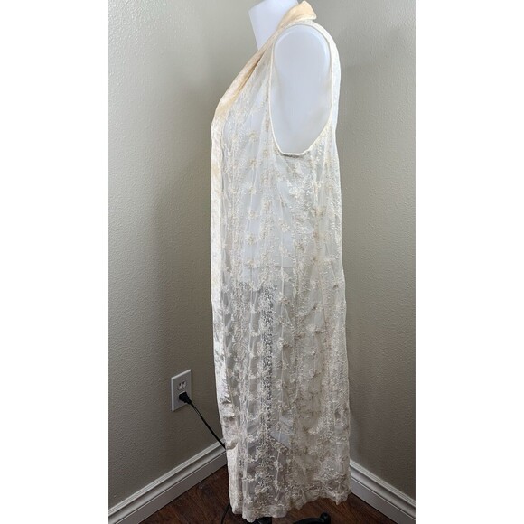 April Cornell Sheer Embroidered Lace Style Duster Long Cardigan Open Sz XS Blush - Picture 2 of 6